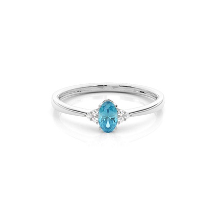 Prong Setting Oval Blue Topaz Engagement Ring