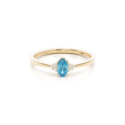 Prong Setting Oval Blue Topaz Engagement Ring