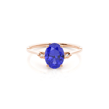 Prong Setting Oval Tanzanite Three Stone Engagement Ring