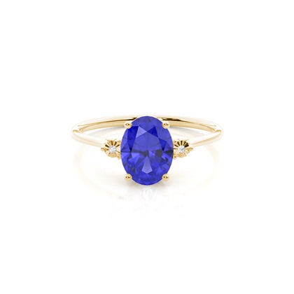 Prong Setting Oval Tanzanite Three Stone Engagement Ring