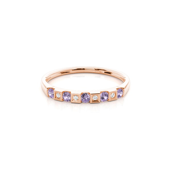 Channel Setting Round Amethyst Half Eternity Ring