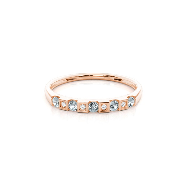 Channel Setting Round Aquamarine Half Eternity Ring