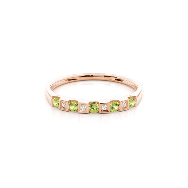 Channel Setting Round Peridot Half Eternity Ring