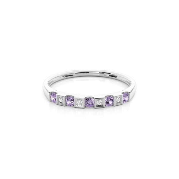Channel Setting Round Amethyst Half Eternity Ring