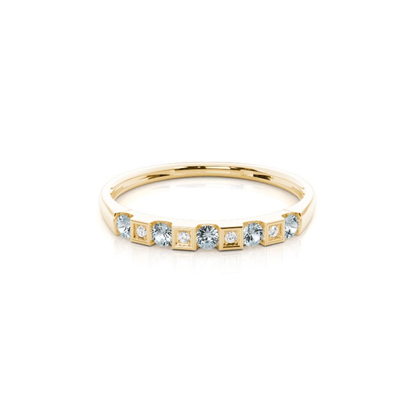 Channel Setting Round Aquamarine Half Eternity Ring