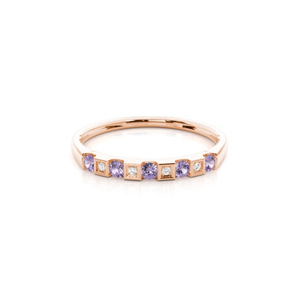 Channel Setting Round Amethyst Half Eternity Ring