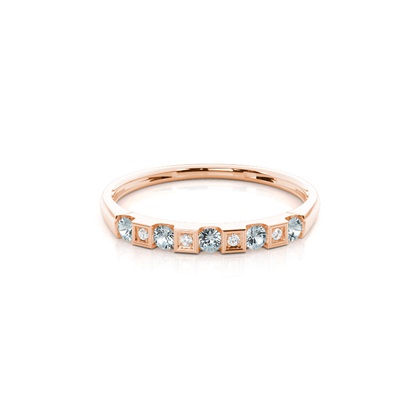 Channel Setting Round Aquamarine Half Eternity Ring