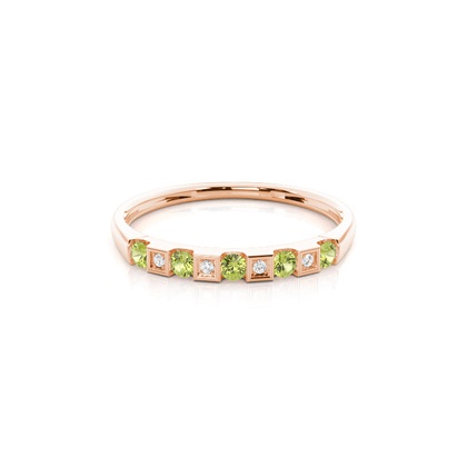 Channel Setting Round Peridot Half Eternity Ring