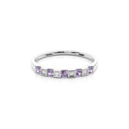 Channel Setting Round Amethyst Half Eternity Ring