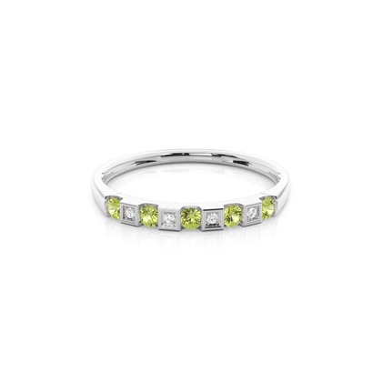 Channel Setting Round Peridot Half Eternity Ring