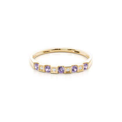 Channel Setting Round Amethyst Half Eternity Ring