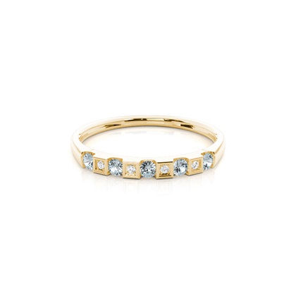Channel Setting Round Aquamarine Half Eternity Ring