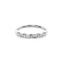 Channel Setting Round Aquamarine Half Eternity Ring