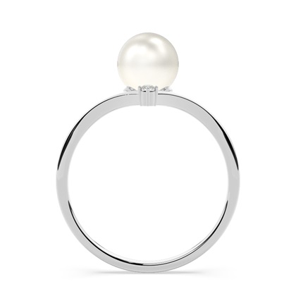 Solitär Ring Perle in einer Spannringfassung