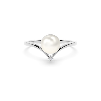 Tension Setting Pearl Solitaire Ring