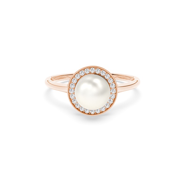 Bezel Setting Pearl Halo Ring