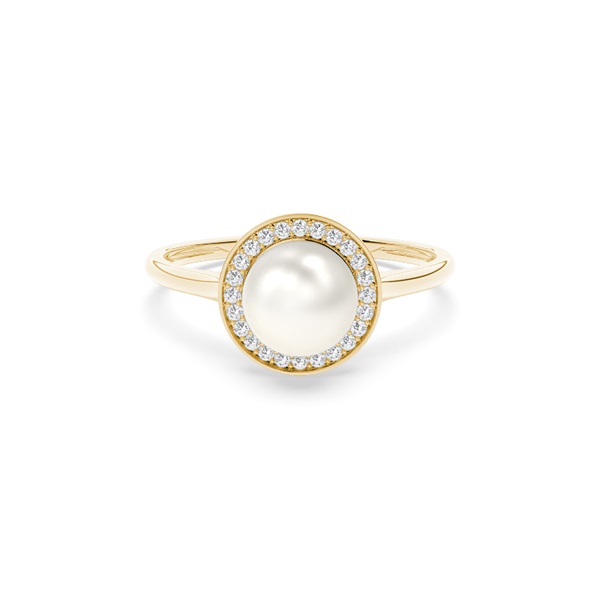 Bezel Setting Pearl Halo Ring