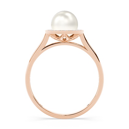 Perlen Ring mit Halo in einer Lünettenfassung 