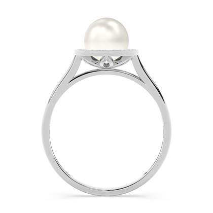 Perlen Ring mit Halo in einer Lünettenfassung 