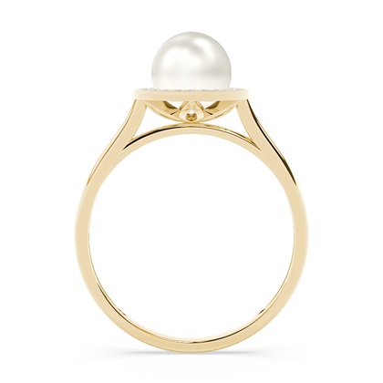 Perlen Ring mit Halo in einer Lünettenfassung 