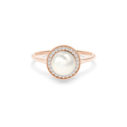 Bezel Setting Pearl Halo Ring