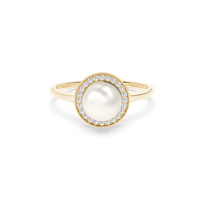 Bezel Setting Pearl Halo Ring