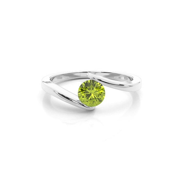 Channel Setting Peridot Solitaire Ring