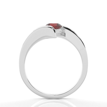 Kanalfassung Granat Solitär Ring