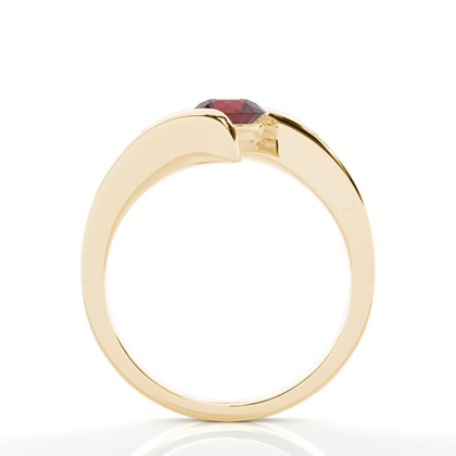 Kanalfassung Granat Solitär Ring