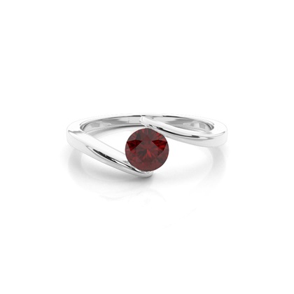 Channel Setting Garnet Solitaire Ring