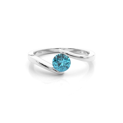 Channel Setting Blue Topaz Solitaire Ring