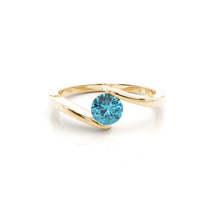 Channel Setting Blue Topaz Solitaire Ring