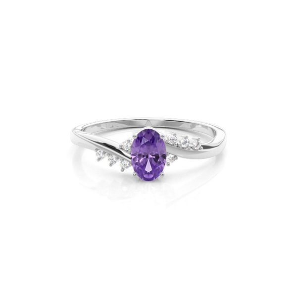Prong Setting Amethyst Side Stone Ring