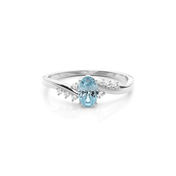 Prong Setting Aquamarine Side Stone Ring