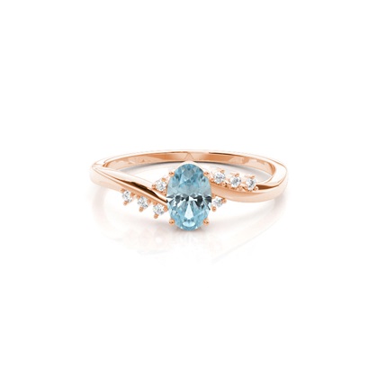 Prong Setting Aquamarine Side Stone Ring