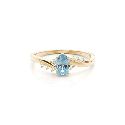 Prong Setting Aquamarine Side Stone Ring