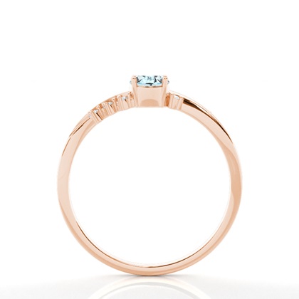 Aquamarin in Krappenfassung mit Seitensteinen 