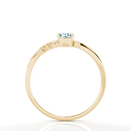 Aquamarin in Krappenfassung mit Seitensteinen 