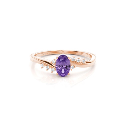 Prong Setting Amethyst Side Stone Ring