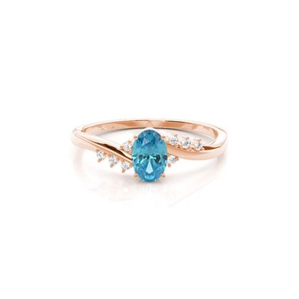 Prong Setting Blue Topaz Side Stone Ring