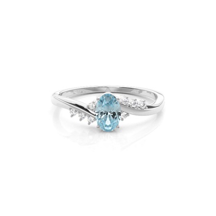 Prong Setting Aquamarine Side Stone Ring