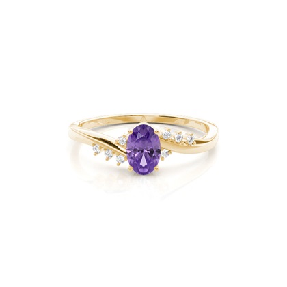 Prong Setting Amethyst Side Stone Ring