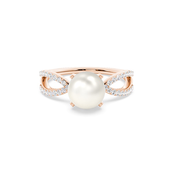 Prong Setting Pearl Side Stone Ring
