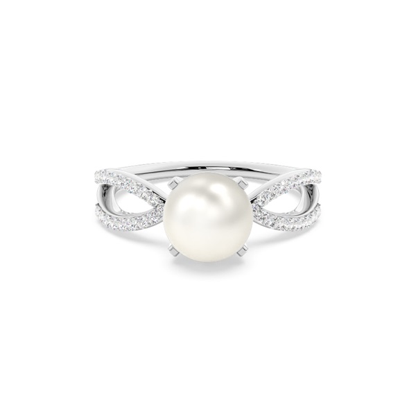 Prong Setting Pearl Side Stone Ring