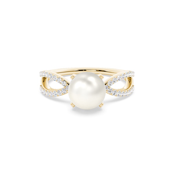 Prong Setting Pearl Side Stone Ring