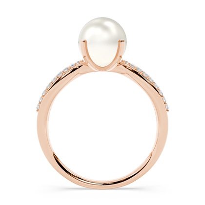 Perlen Ring mit Seitensteinen in einer Krappenfassung