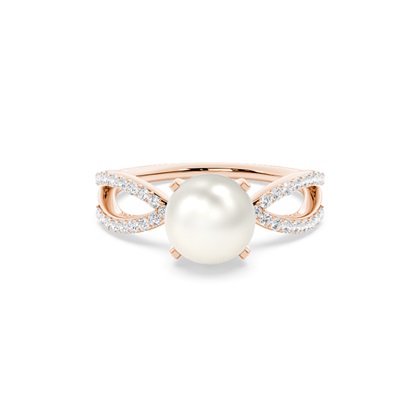 Prong Setting Pearl Side Stone Ring