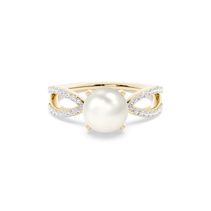 Prong Setting Pearl Side Stone Ring