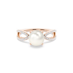 Prong Setting Pearl Side Stone Ring