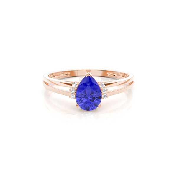 Prong Setting Pear Tanzanite Side Stone Engagement Ring